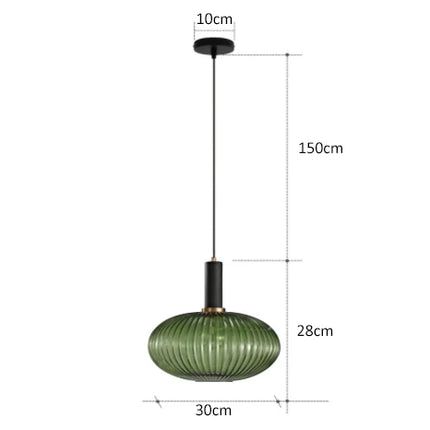 Lustre suspendu en verre coloré de style vintage, parfait pour ajouter une touche moderne et rétro à la décoration intérieure.