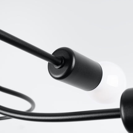 Détail de la douille et de l'ampoule du lustre Twist Moderne 4 noir