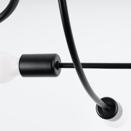 Détail de la douille et de l'ampoule du lustre Twist Moderne 6 noir