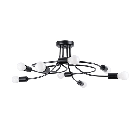 Lustre Twist Moderne 8 bras en acier noir, vue packshot principale sur fond blanc