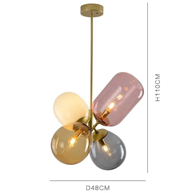 Dimensions Nordischer Kronleuchter aus ballonfarbenem Glas