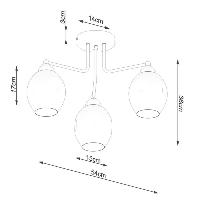 Dimensions Rauchtöne, 3 flammige Pendelleuchte aus Glas, schwarz