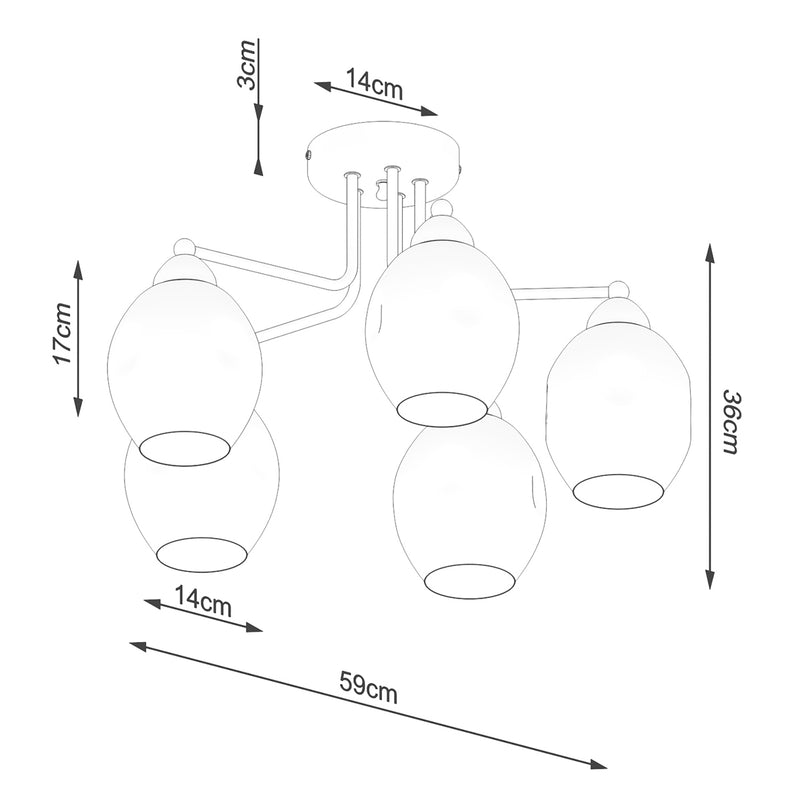 Dimensions 5-Light Black Smoked Carved Glass Chandelier