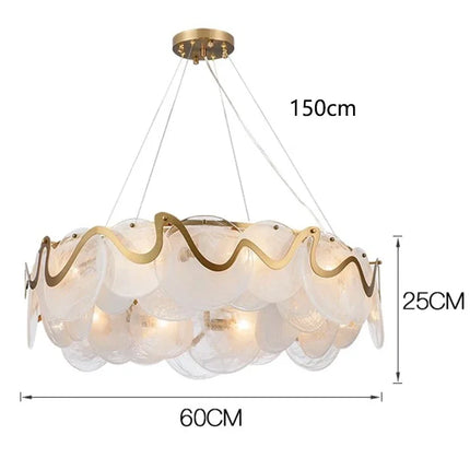 Lustre moderne doré à verre blanc translucide