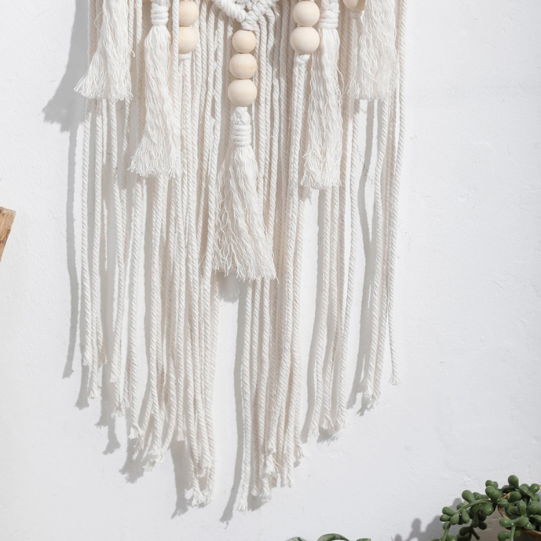 Dimensions White Bohemian Lotus Macrame Wall Hanging