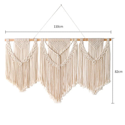 Macramé mural suspendu composition A à motifs géométriques