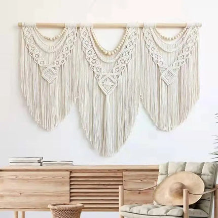 Macramé mural tissé main servant de toile de fond de mariage
