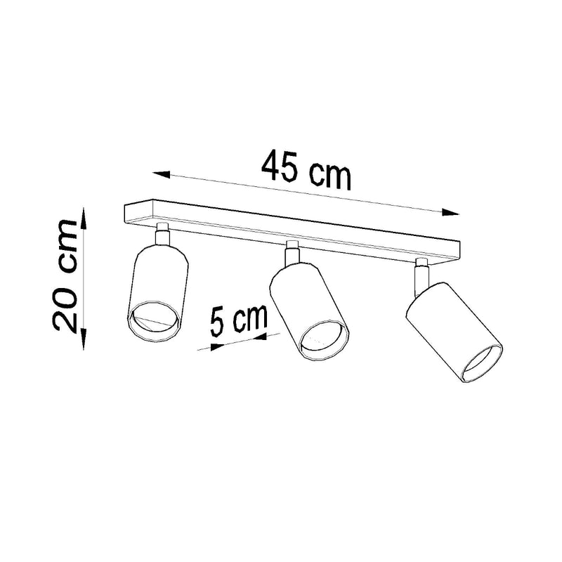 Dimensions Plafonnier Triple Spot Orientable en Bois Naturel