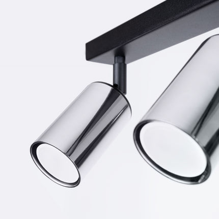 Plafonnier Acier Luxe 2 Barre Noir/Chrome, vue de profil