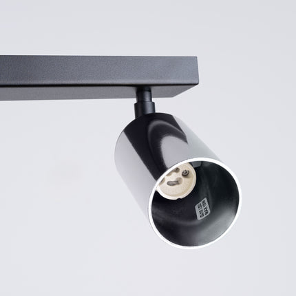Détail des rotules orientables du Plafonnier Acier Luxe 3 Barre