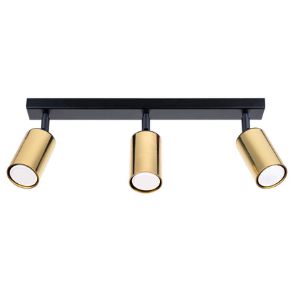 Plafonnier Acier Luxe 3 Barre Noir/Cuivre, spots orientables, éteint