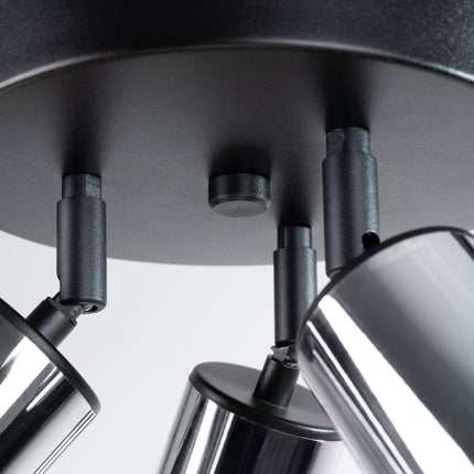 Plafonnier Acier Luxe 3 Rond Noir/Chrome, vue de dessous