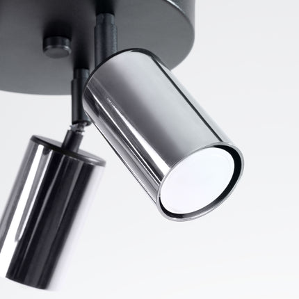 Détail de la platine ronde noire du Plafonnier Acier Luxe 3 Rond