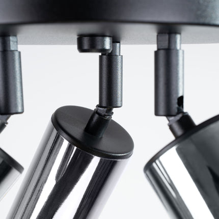 Plafonnier Acier Luxe 3 Rond Noir/Chrome, vue rapprochée d'ensemble