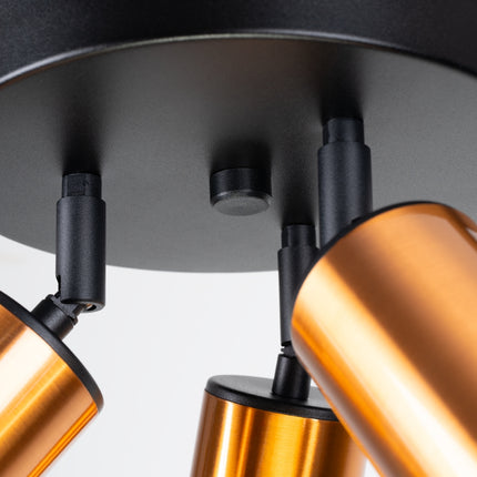 Plafonnier Acier Luxe 3 Rond Noir/Cuivre, vue de dessous