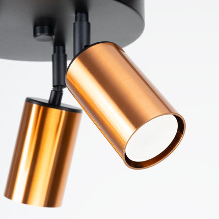 Détail de la platine ronde noire du Plafonnier Acier Luxe 3 Rond
