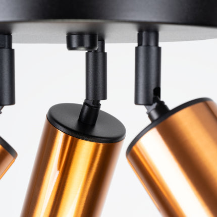 Plafonnier Acier Luxe 3 Rond Noir/Cuivre, vue rapprochée d'ensemble