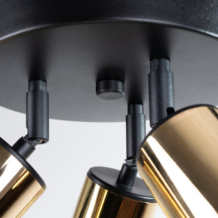 Plafonnier Acier Luxe 3 Rond Noir/Doré, vue de dessous