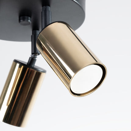 Détail de la platine ronde noire du Plafonnier Acier Luxe 3 Rond