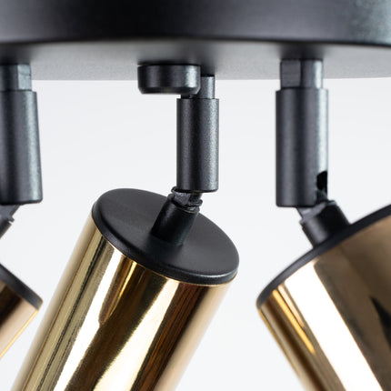 Plafonnier Acier Luxe 3 Rond Noir/Doré, vue rapprochée d'ensemble