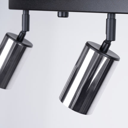 Plafonnier Acier Luxe 4 Barre Noir/Chrome, vue de profil