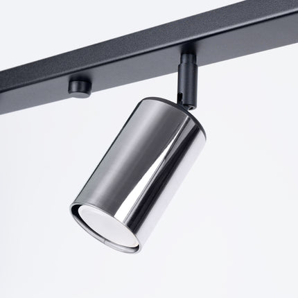 Plafonnier Acier Luxe 4 Barre Noir/Chrome, vue rapprochée d'ensemble