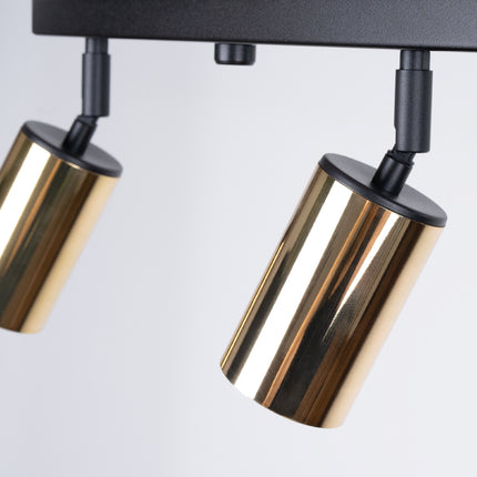 Plafonnier Acier Luxe 4 Barre Noir/Doré, vue de profil