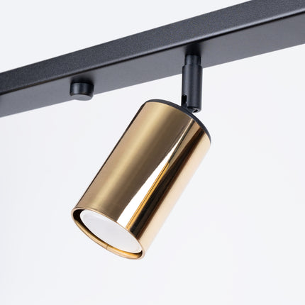 Plafonnier Acier Luxe 4 Barre Noir/Doré, vue rapprochée d'ensemble