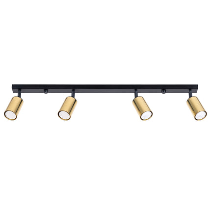 Plafonnier Acier Luxe 4 Barre Noir/Doré, spots orientables, éteint