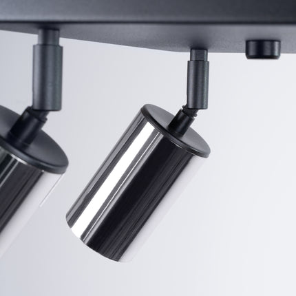 Plafonnier Acier Luxe 4 Carré Noir/Chrome, vue de dessous