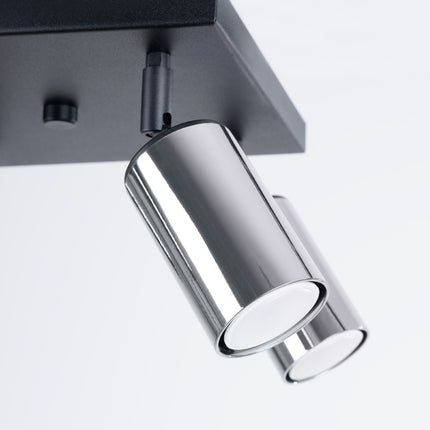Détail de la platine carrée noire du Plafonnier Acier Luxe 4