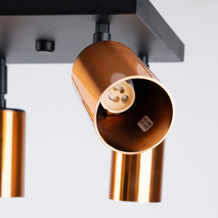 Détail des rotules orientables du Plafonnier Acier Luxe 4 Carré