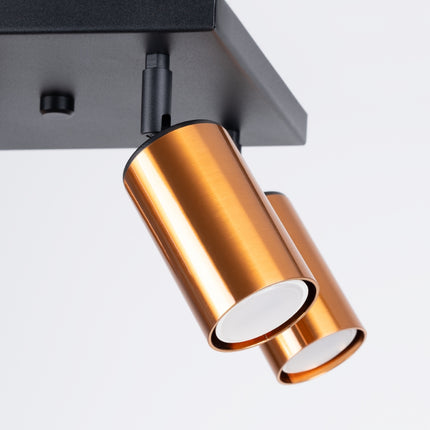 Détail de la platine carrée noire du Plafonnier Acier Luxe 4