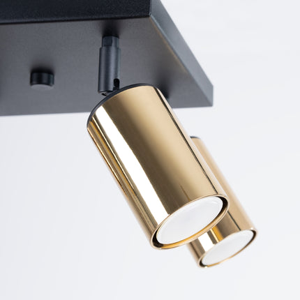 Détail de la platine carrée noire du Plafonnier Acier Luxe 4