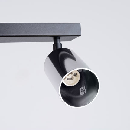 Détail des rotules orientables du Plafonnier Acier Luxe 6 Barre