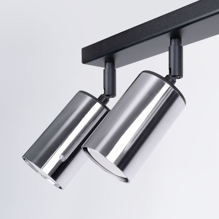 Plafonnier Acier Luxe 6 Barre Noir/Chrome, vue de profil