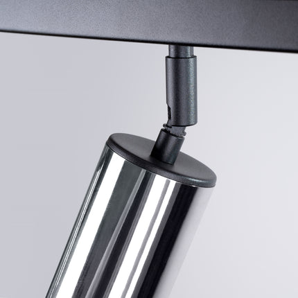 Plafonnier Acier Luxe 6 Barre Noir/Chrome, vue de dessous
