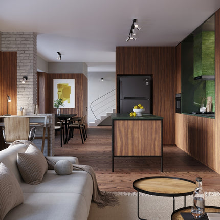 Vue d'ensemble d'une pièce avec le Plafonnier Acier Luxe Noir/Chrome