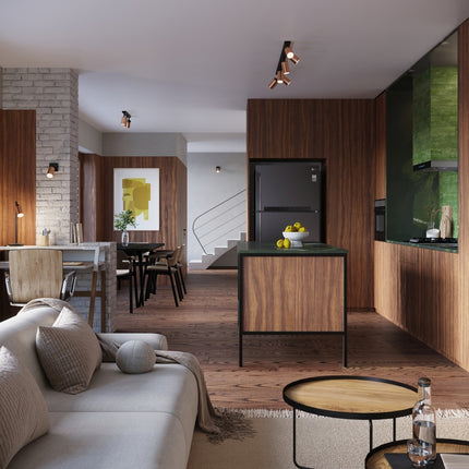 Vue d'ensemble d'une pièce avec le Plafonnier Acier Luxe Noir/Cuivre