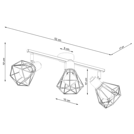 Plafonnier ajustable LED 3 spots blanc installé au plafond dans une pièce lumineuse