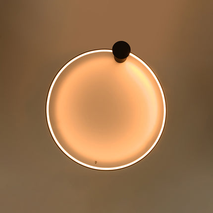 Anneau Solis 110 cm noir allumé vu de face, halo lumineux circulaire