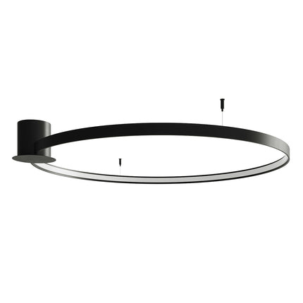 Plafonnier Anneau Solis 110 cm noir, anneau lumineux fixé au plafond par une embase compacte