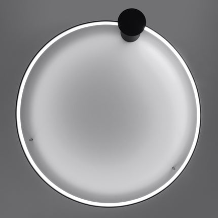 Anneau Solis 110 cm noir allumé vu de face, halo lumineux circulaire