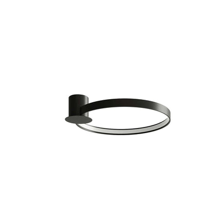 Plafonnier Anneau Solis 55 cm noir, anneau lumineux fixé au plafond par une embase compacte