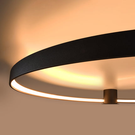 Plafonnier Anneau Solis 78 cm blanc allumé, halo LED continu sous l'anneau