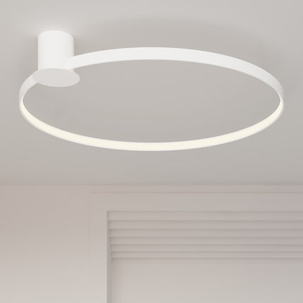 Anneau Solis 78 cm blanc fixé au plafond, halo LED continu vu de près