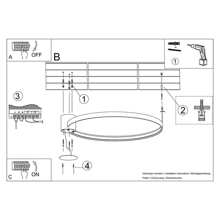 Instructions de montage du Plafonnier Anneau Solis 78 cm