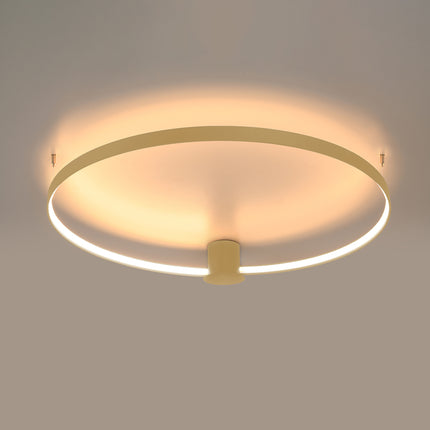 Gros plan du halo LED continu sous l'anneau Solis 78 cm doré