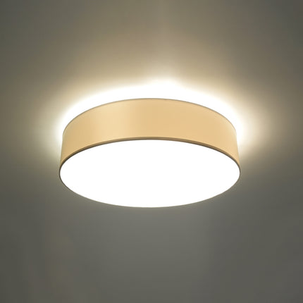 Plafonnier Arène 45 blanc au-dessus d'une table de salle à manger