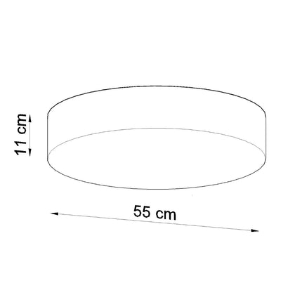 Schéma des dimensions du plafonnier Arène rond : 55 cm de diamètre et 11 cm de hauteur